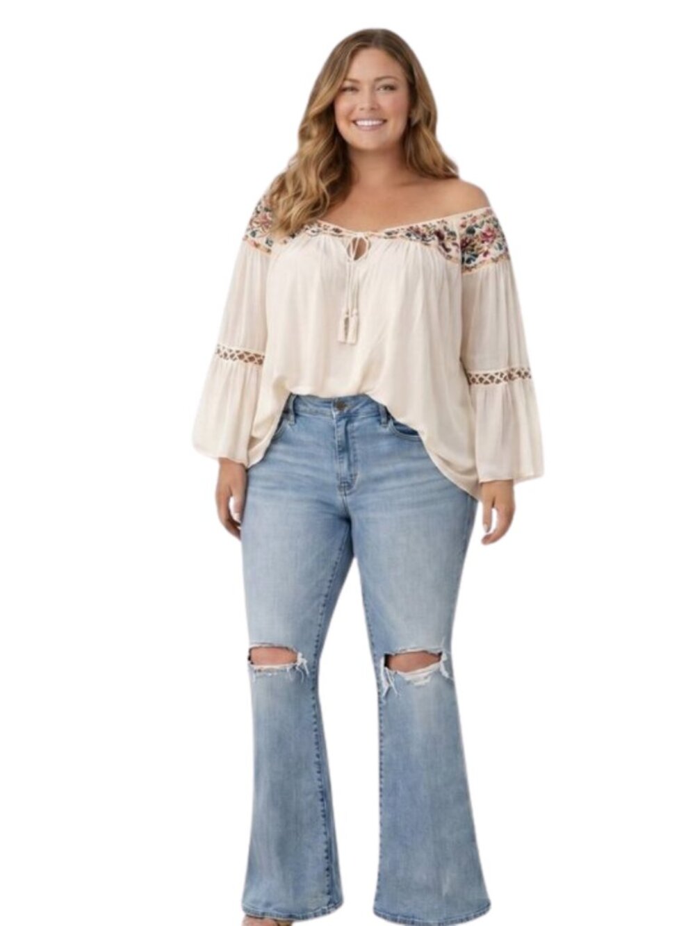 American Eagle Next Level Stretch Y2K Vintage Light Wash Distressed Flare Jeans